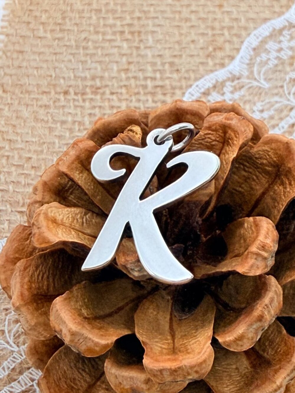 James Avery Large Script Initial K Charm Sterling Silver Letter Charm